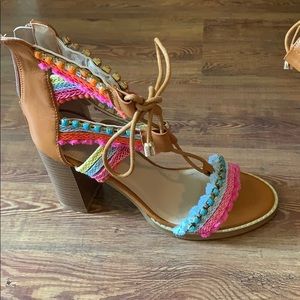 Lace up boho heels